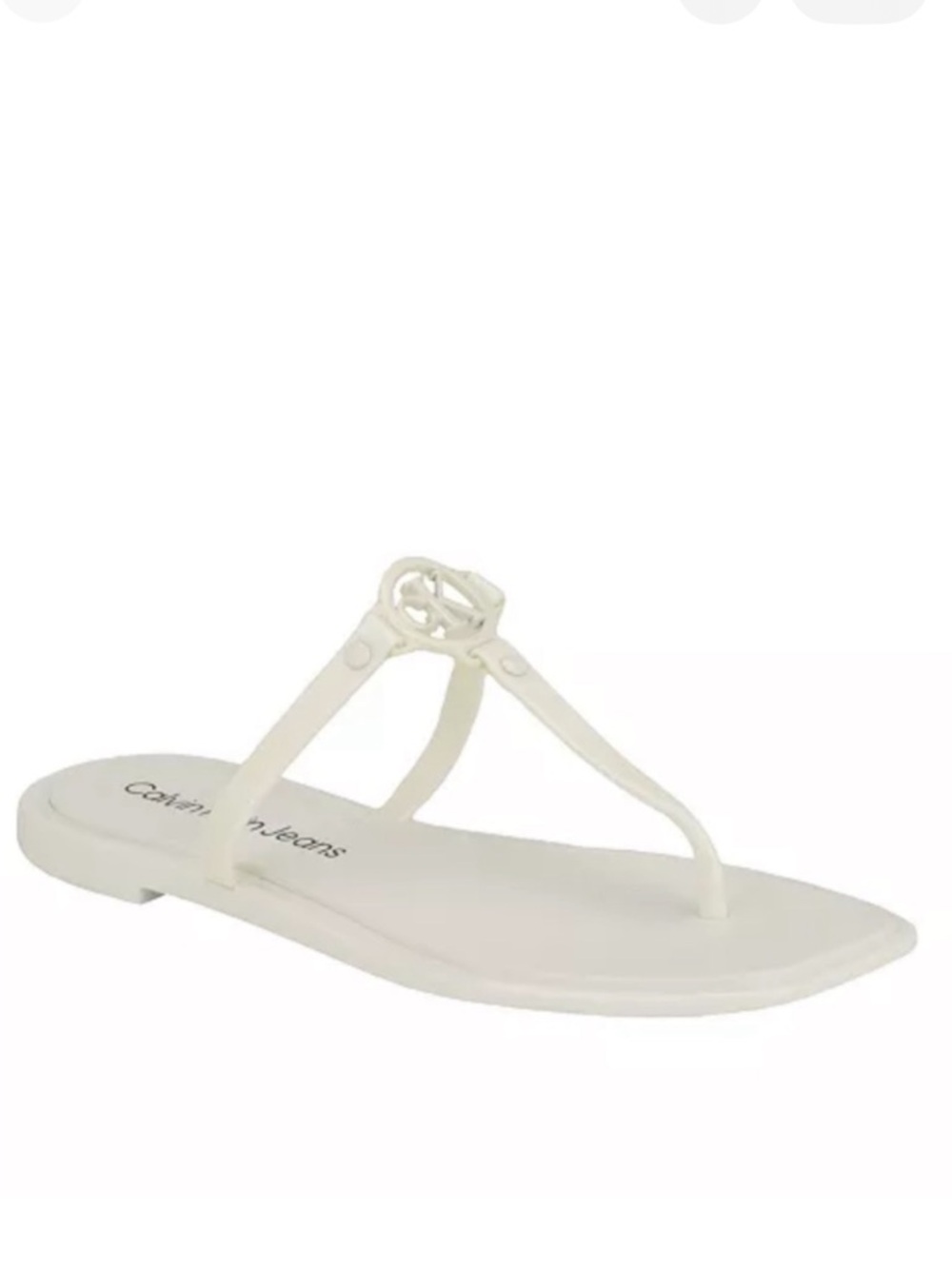 Calvin Klein Women's Edhen Logo T-Strap Flat Jelly Sandals / Size 8M New in Box